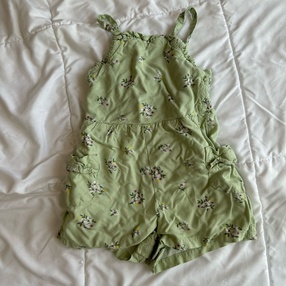 Cat & Jack Baby Girls Floral Green Romper 18M